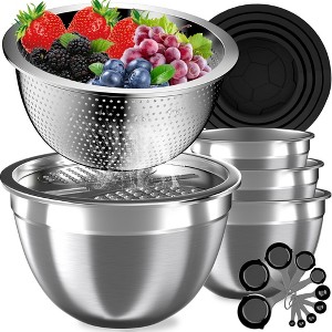 Itopfox Stainless Steel Mixing Bowls with Lids Set, 16PCS Nesting Storage Bowls with Colander, Strainer & Grater for Kitchen - 1 of 4