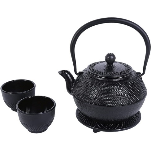 Juvale Black Cast Iron Teapot Tea Kettle Set With 2 Cups, Contemporary ...