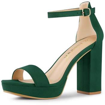 Allegra K Women's Platform Stiletto Heels Lace Up Sandals Emerald Green ...