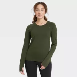 Women's Seamless Core Long Sleeve T-Shirt - All in Motion™ Green Olive XXL
