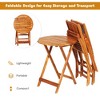 Tangkula 3PCS Folding Acacia Wood Bistro Set Patio Conversation Set w/ Red Cushions - 4 of 4