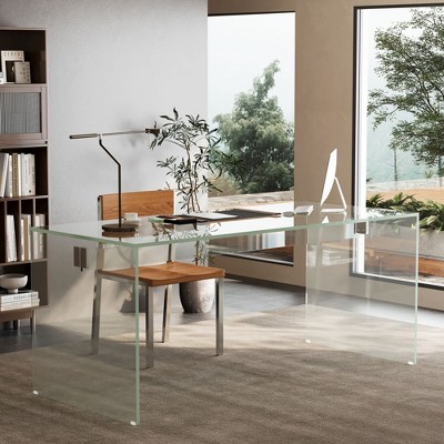 Gaoyangjiaju 53.14 Inch Tempered Glass Desk for Home Office