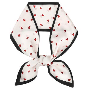 INSPIRE CHIC Women's Heart Print Skinny Long Silky Ribbon Hair Band Handbag Wrap Scarves 1Pc - 1 of 4