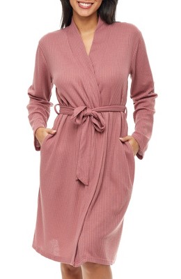 Adr Women's Ribbed Knit Wrap Robe With Pockets, Lightweight Bathrobe Rose  Taupe 2x Large : Target