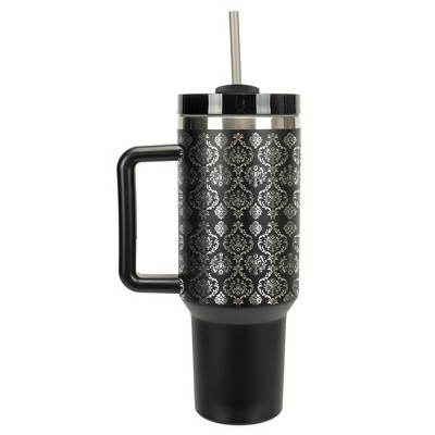 Elanze Designs Vintage Floral Damask Wallpaper Pattern 40 oz. Stainless Steel, Large Water Bottle Coffee Mug, Spill & Leak Resistant, Thermal Travel