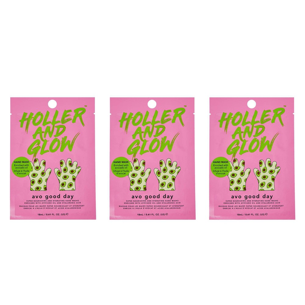 Photos - Cream / Lotion Holler and Glow Put Your Hands In The Air Nourishing Hand Mask Trio - 1.83