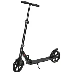 Soozier Folding Kick Scooter for 12 Years and Up for Adults and Teens, Push Scooter with 3-Level Height Adjustable Handlebar, Black