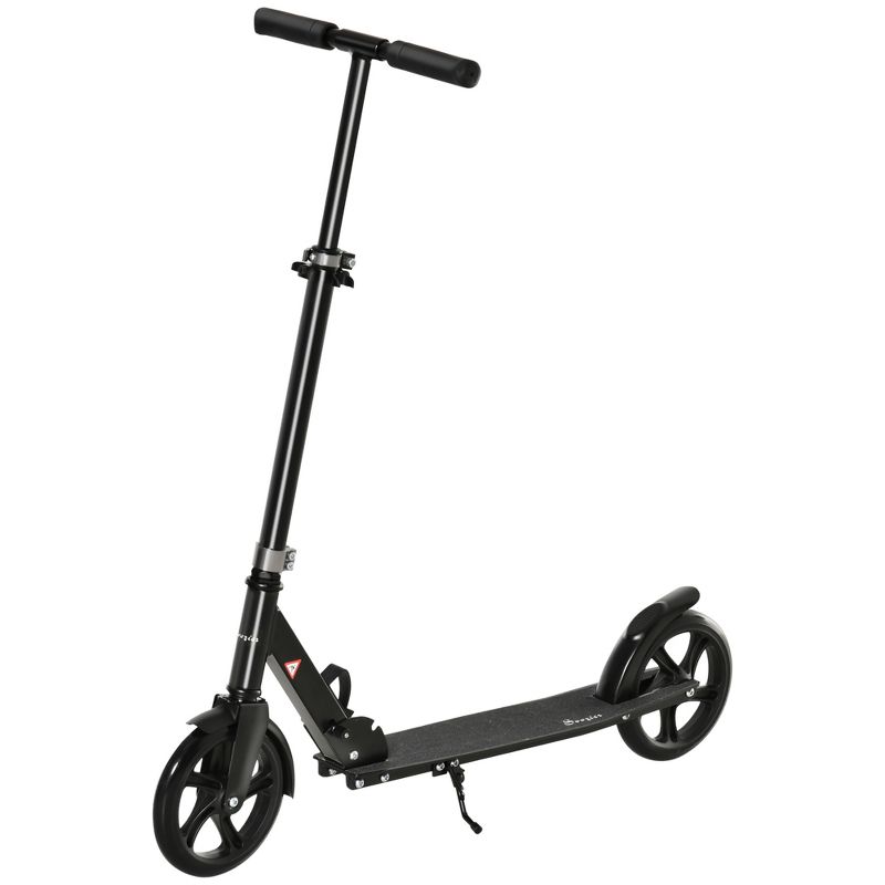 Soozier Folding Kick Scooter for 12 Years and Up for Adults and Teens, Push Scooter with 3-Level Height Adjustable Handlebar, Black, 1 of 7