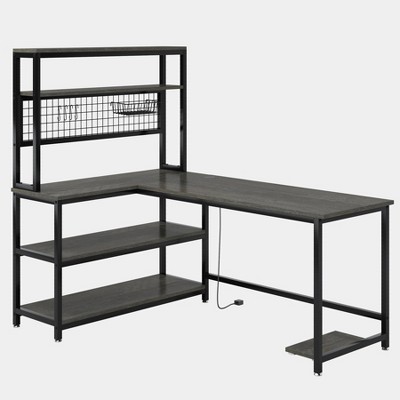 Tribesigns 55.11" Large Computer Desk with Wireless Charging and 5 Storage Shelves