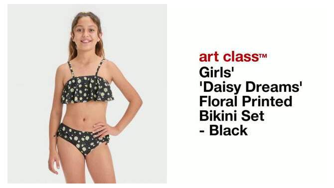 Girls&#39; &#39;Daisy Dreams&#39; Floral Printed Bikini Set - art class&#8482; Black, 2 of 5, play video