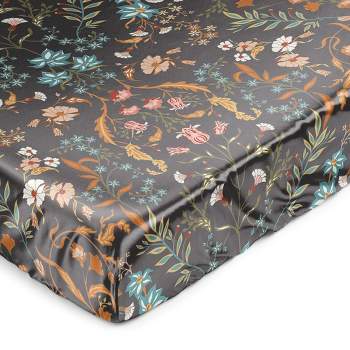 Sweet Jojo Designs Girl Satin Fitted Crib Sheet Boho Floral Wildflower Black Orange and Blue