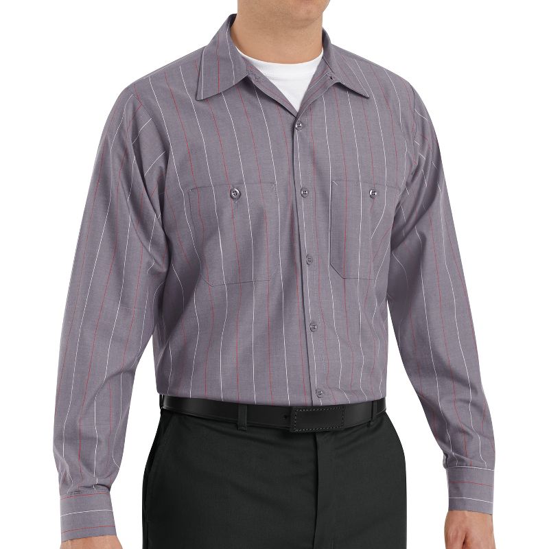 Red Kap Men's Long Sleeve Industrial Stripe Work Shirt, 3 of 4