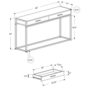 Black Metal and Wood Console Table with Storage Drawers