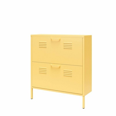 Yellow Metal 2-Door Locker Style Shoe Storage Cabinet