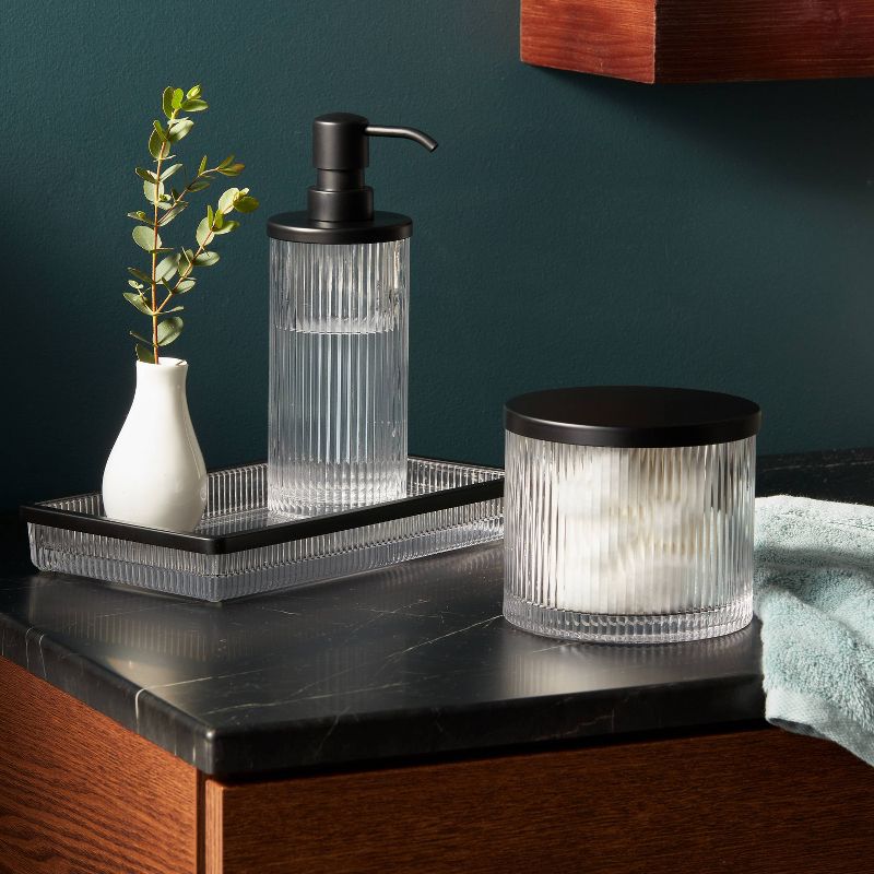 Ribbed Glass Canister Black - Threshold&#8482;, 3 of 11