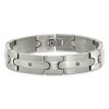 Black Bow Jewelry Men's 12mm Stainless Steel & Black CZ Antiqued Link Bracelet, 8.25 In - 3 of 4