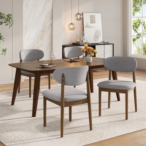 Christopher Knight Home Bulwarth Mid-Century Modern Rubberwood Upholstered Dining Chair with Curved Back (Set of 4) - 1 of 4