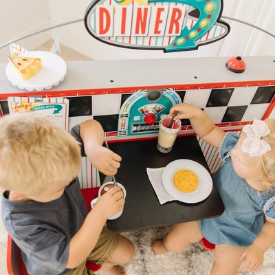Double-Sided Red and Gray Wooden Star Diner Restaurant Play Set