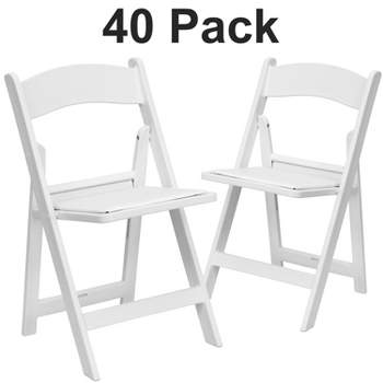 Flash Furniture Hercules Folding Chair - White Resin - 40 Pack 800LB Weight Capacity Comfortable Event Chair - Light Weight Folding Chair