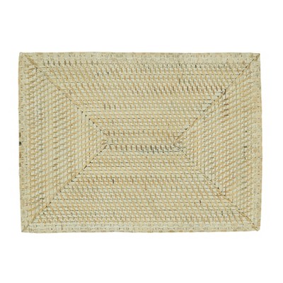 White Woven Rattan Rectangular Table Mats Set of 4