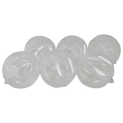 Northlight Set of 6 Clear Rhombus Cut Shatterproof Transparent Christmas Ball Ornaments 3" (70mm)