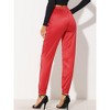 INSPIRE CHIC Women's Drawstring Elastic Waist Ankle Length Satin Joggers Pants with Pocket - 4 of 4