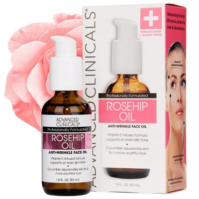 Advanced Clinicals Rosehip Oil Face Serum with Vitamin C & E for Sun Damage, Age Spots & Wrinkles, 1.8 Fl Oz
