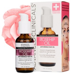 Advanced Clinicals Rosehip Oil Face Serum with Vitamin C & E for Sun Damage, Age Spots & Wrinkles, 1.8 Fl Oz - 1 of 4
