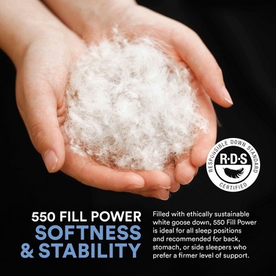 Queen Size Firm White Down Fill Hypoallergenic Pillows - Set of 2