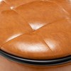 MAYEERTY Round Storage Bar Stools Set of 2 - Brown Faux Leather, Height Adjustable, 360¡ã Swivel, Armless Metal Frame for Kitchen/Dining - 3 of 4
