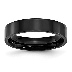 Black Bow Jewelry 5mm Black Plated Stainless Steel Polished Flat Band - 1 of 4