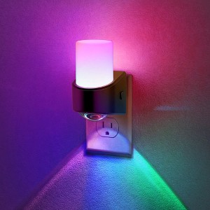 YANSUN 1W Plug-in Light-Controlled Night Light, RGB Color Changing, White Frosted Shade with Translucent Lens, U.S. Two-Prong Plug - 1 of 4