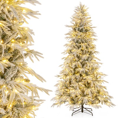 Tangkula 6/7/8 FT Artificial Christmas Tree w/1108 PE PVC Branch Tips & 250/340/450 LED Lights