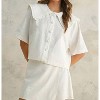 Women's Linen Collared Short Sleeve Shirt - MIOU MUSE - 4 of 4