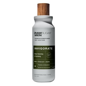Raw Sugar Men's 2-in-1 Charcoal + Jojoba + Mint Invigorate Shampoo & Conditioner - 18 fl oz - 1 of 4