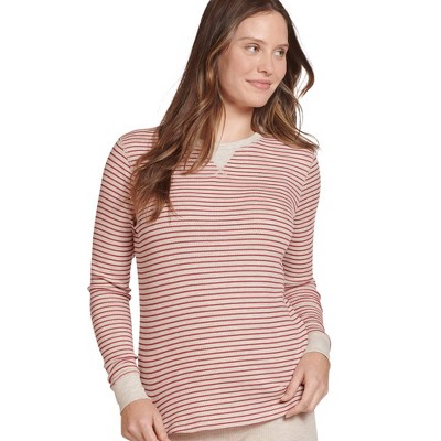 Jockey Women's Long Sleeve Waffle Crew 2xl Oatmeal Rose Clay