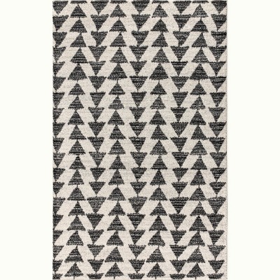 Aisha Black and Cream Geometric 8' x 10' Area Rug