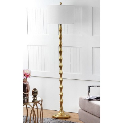 Aurelia Antique Gold Adjustable Floor Lamp with Off-White Shade