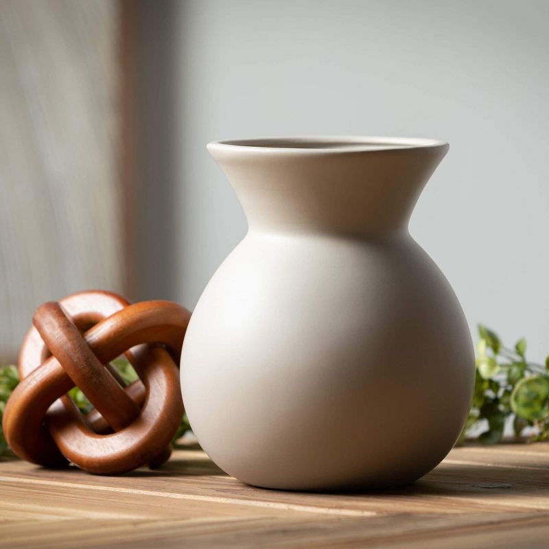 Sullivans 8.25" Matte Gray Hourglass Vase, Ceramic, 3 of 4
