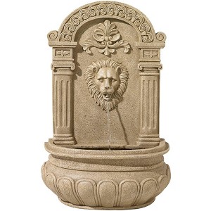 Royal Lion Face 31" High Large Italian Indoor Outdoor Decor Sand Stone Wall Fountain Basin Statue Outside Garden Patio Yard Backyard - 1 of 4