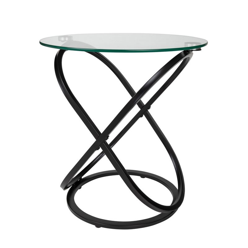 20.5" Round Galaxy Clear Tempered Glass End Table - Danya B., 1 of 14