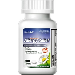 HealthA2Z – Loratadine 10 mg Allergy Relief Antihistamine – 24 Hour Relief  (300 Tablets) - 1 of 4