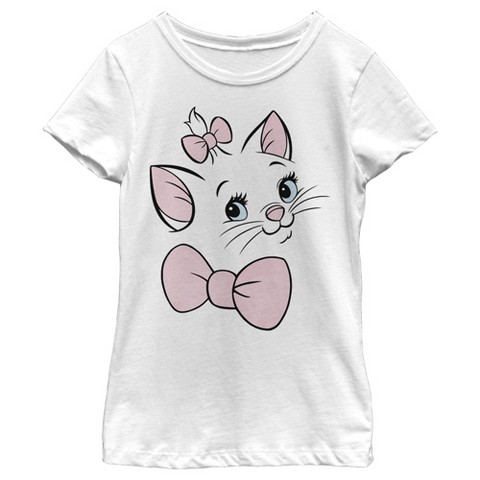 Disney Girl's Aristocats Marie Face T-Shirt - White - Small