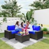 homfan Patio Furniture Sets 6 Pieces Outdoor All-Weather Sectional Patio Sofa Set Rattan Weaving Wicker Patio Conversation Couch Set with Glass Table - 3 of 4