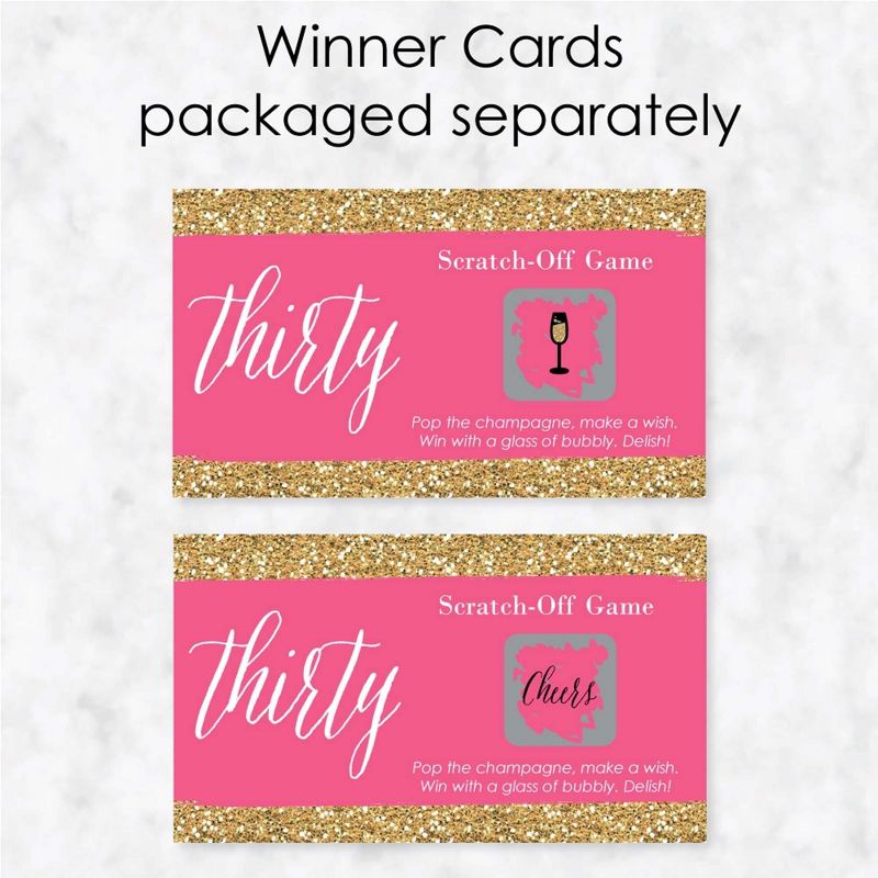 Big Dot of Happiness Chic 30th Birthday - Pink and Gold - Birthday Party Game Scratch Off Cards - 22 Count, 3 of 7