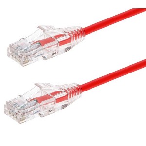 Monoprice Cat6 Ethernet Patch Cable - 3 feet - Red | Snagless RJ45 Stranded 550MHz UTP CMR Riser Rated Pure Bare Copper Wire 28AWG - SlimRun Series - 1 of 4