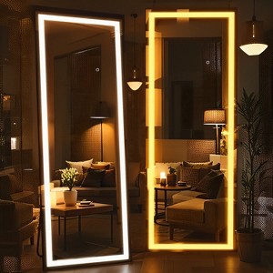 Racxily Full Length Mirror with Lights, Multi-Size Standing & Wall Mounted Dressing Mirror for Bedroom, Black - 1 of 4