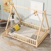 CAVINAS Twin/Full Size Kids Montessori Bed with Guardrails,Floor Bed with Tent-shaped Design for Bedroom,White/Brown/Gray/Off-White - 2 of 4
