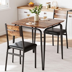 Dining Table Set with Chairs, Compact Square Table and Chairs for Kitchen, Apartment, Office, Easy Assembly - 1 of 4