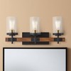 Possini Euro Design Kata Farmhouse Rustic Wall Light Black Faux Wood Hardwire 22" 3-Light Fixture Clear Seeded Cylinder Glass for Bedroom Bathroom - 2 of 4